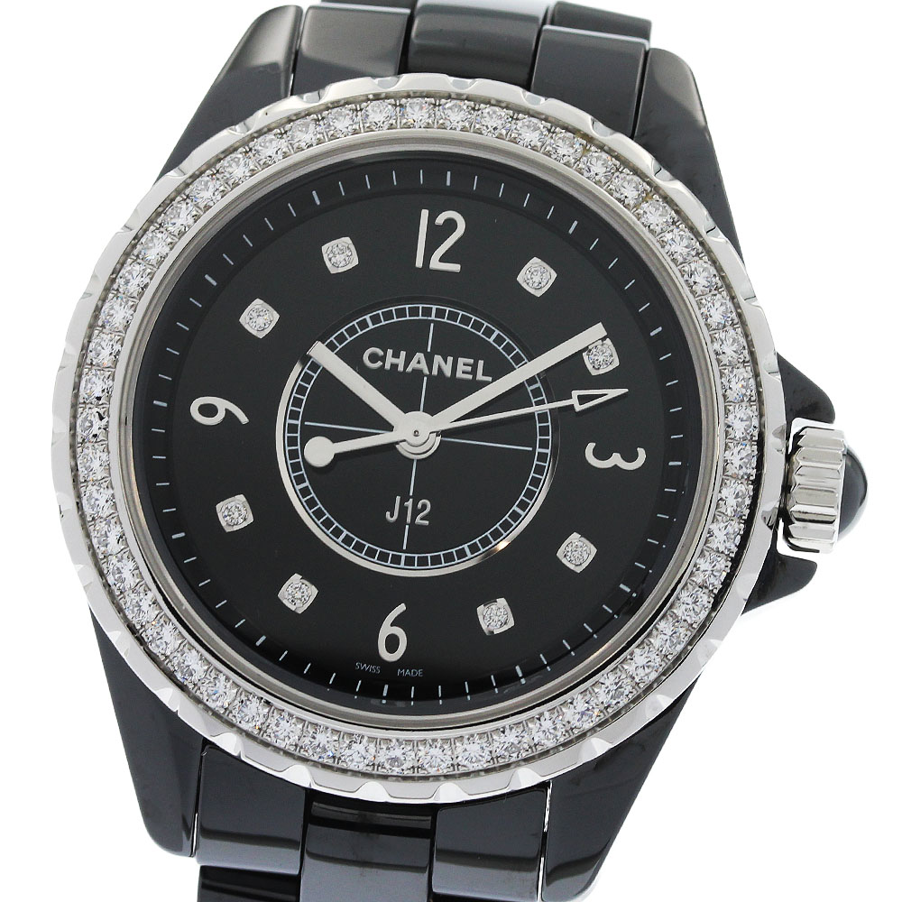 シャネル CHANEL H3108 J12 黒セラミック ダイヤベゼル 8P クォーツ レディース 美品 保証書付き_966000【中古】｜CLOSER