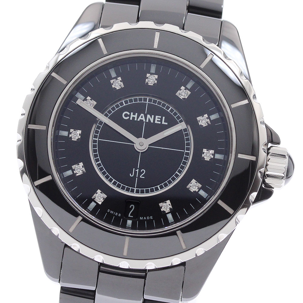 シャネル CHANEL H2124 J12 デイト 黒セラミック 11Pダイヤ クォーツ メンズ 美品 _969426【中古】|CLOSER