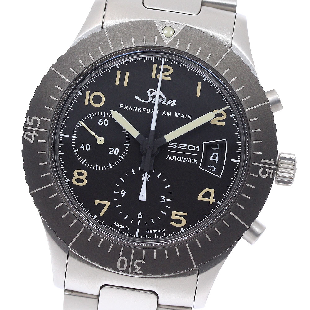 ジン Sinn 156.1.E 156.1.E ミリタリー・クロノグラフ デイト 自動巻き メンズ 極美品 保証書付き_970971【中古】｜CLOSER