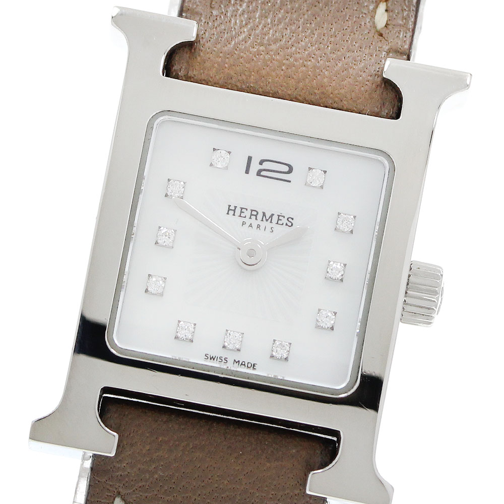 エルメス HERMES HH1.110 Hウォッチ ミニ 11Pダイヤ ホワイトシェル文字盤 クォーツ レディース 良品 _968359【中古】｜CLOSER