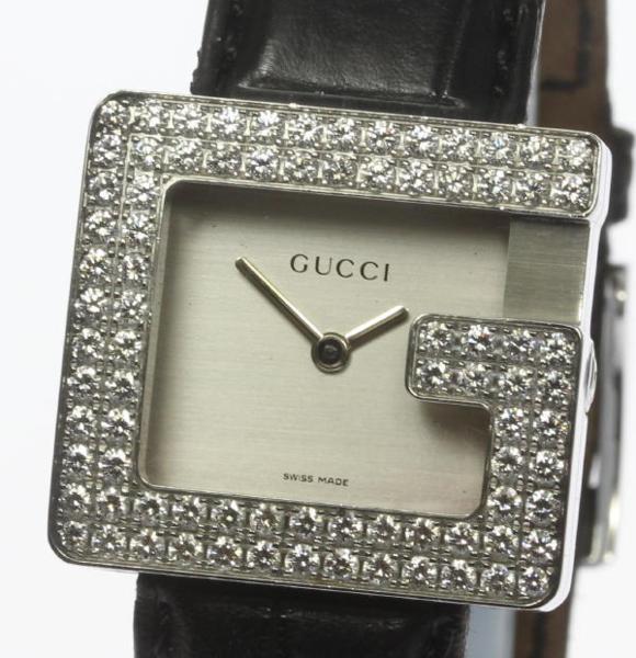 CLOSER: Gucci 3600J diamond bezel QZ silver clockface pure leather belt Lady&#39;s | Rakuten Global ...