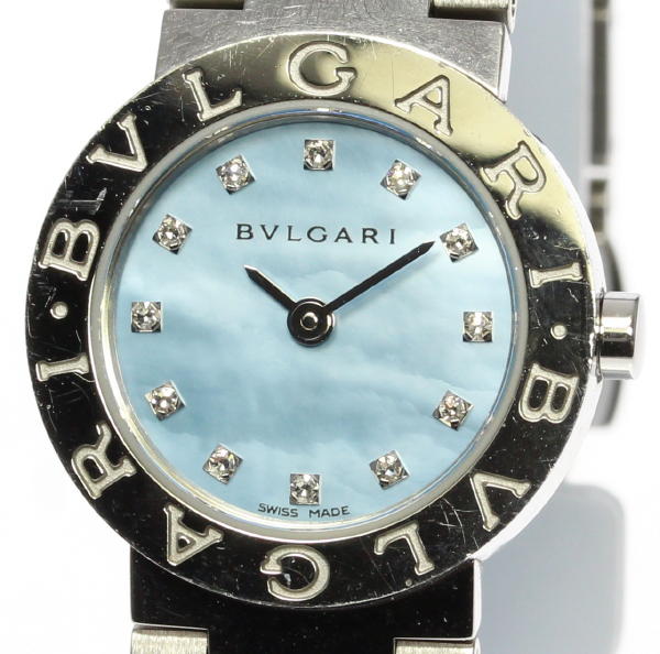 【楽天市場】【BVLGARI】ブルガリブルガリ BB23SS 12Pダイヤ ブルーシェル クォーツ レディース♪【中古】【170920】：CLOSER
