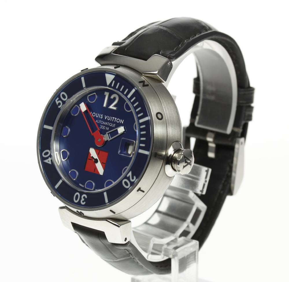 CLOSER: Louis Vuitton tambour diving Q103F self-winding watch pure leather belt men | Rakuten ...