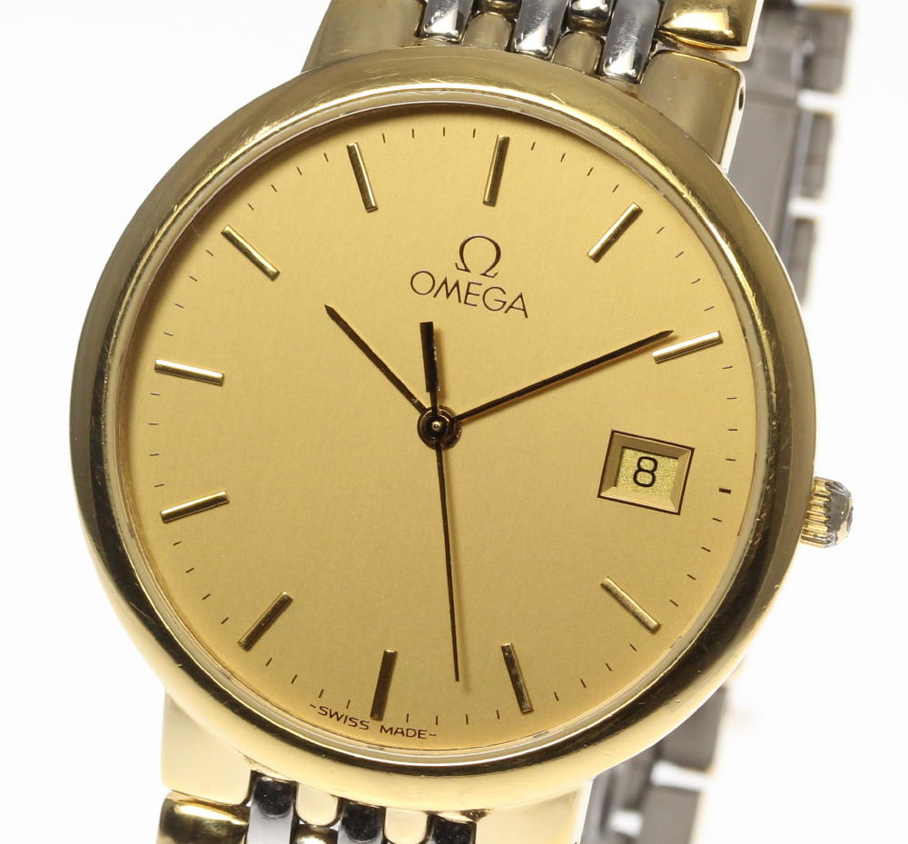 楽天市場 Omega オメガ デビル ラウンド デイト ゴールド文字盤 クォーツ メンズ 中古 Closer