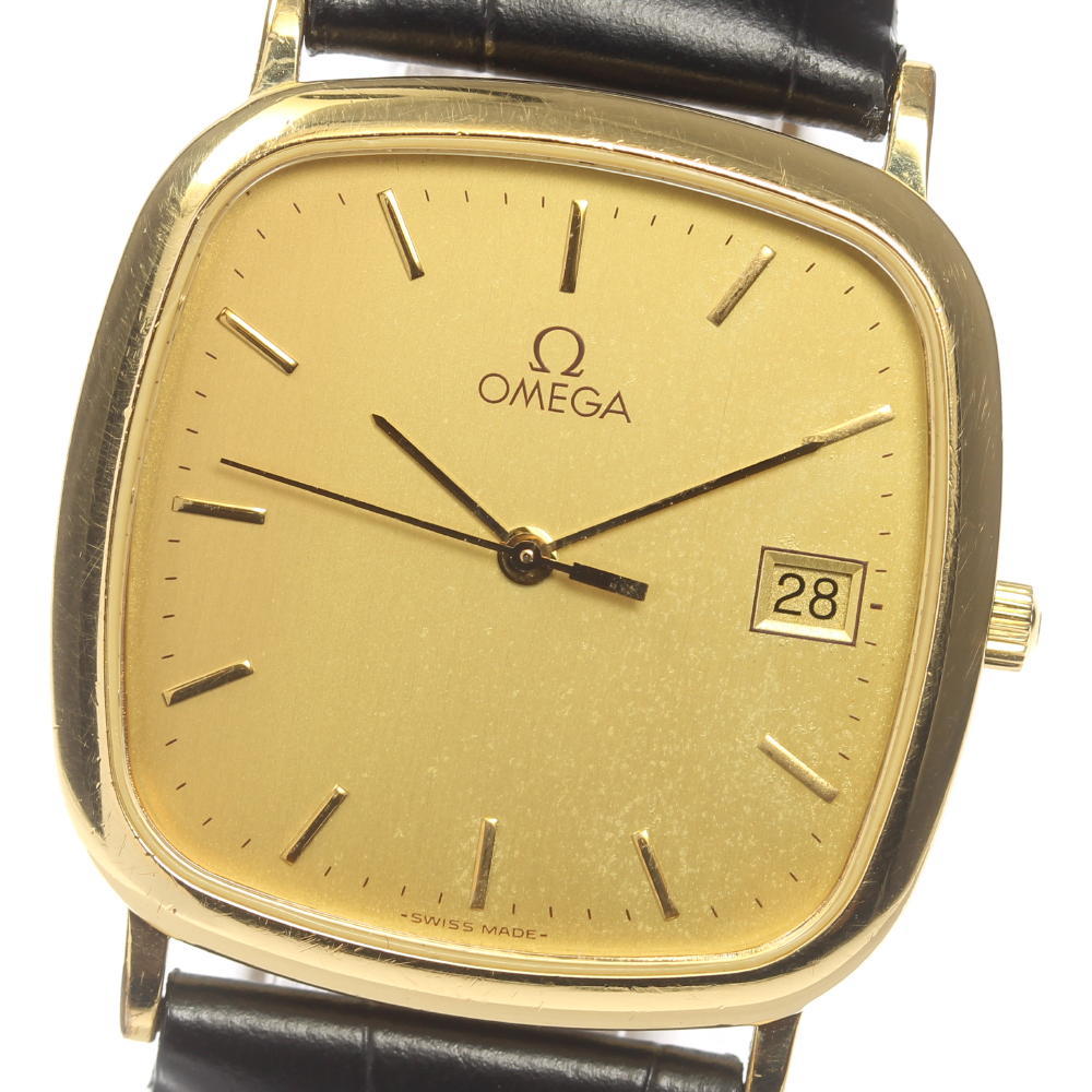 楽天市場 Omega オメガ デビル スクエア ゴールド文字盤 クォーツ 革ベルト メンズ 中古 Closer