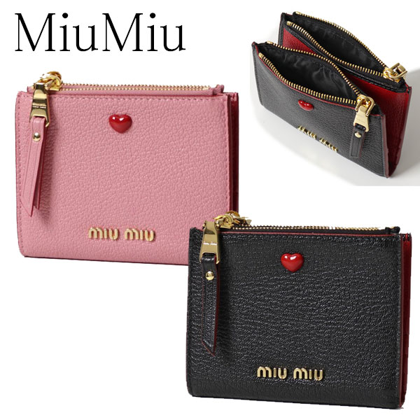 プレゼント 誕生日 誕生日 Miumiu 財布 ケース 新品 正規品 送料無料 ギフト包装無料 ポイント5倍 ギフト 女性 ギフト レディース ミュウミュウ お祝い ワールドクローゼットミュウミュウ 二つ折り財布です 5ml024 かわいい二つ折り財布