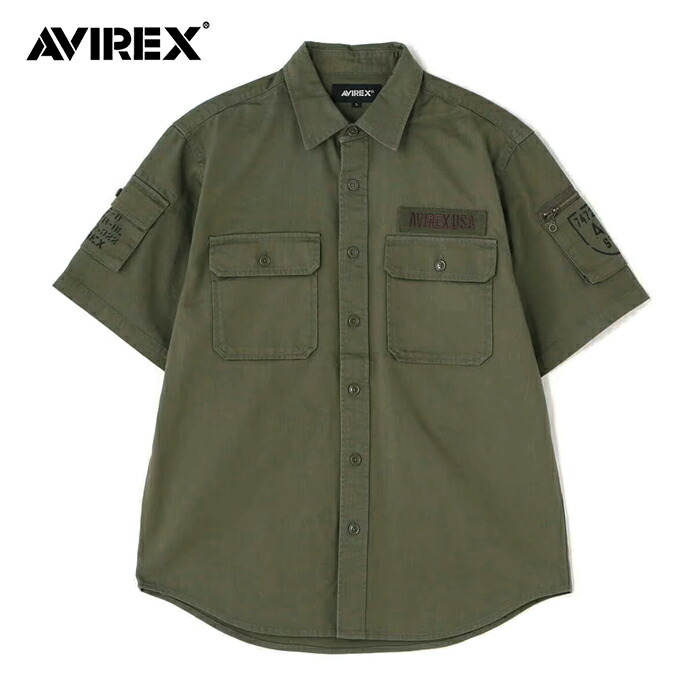 AVIREX アヴィレックス ベーシック ファティーグ 半袖シャツ BASIC FATIGUE SHORT SLEEVE SHIRT / メンズ ファティーグ カーキシャツ ミリタリー 袖ポケット付き コットン 綿100% アビレックス 男性用 父の日 ギフト (7833923001) 【沖縄・離島は配送不可】 8,250円