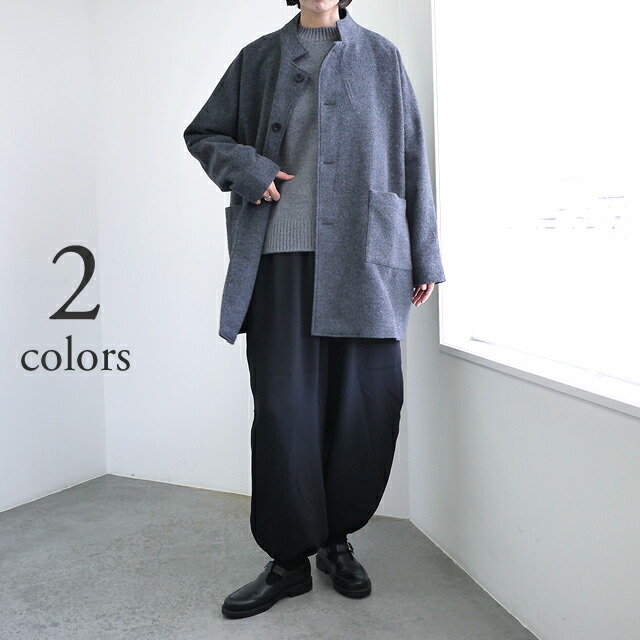 【5月7日まで！SALE 30％OFF】BASISBROEK バージスブルック ウール コート DENEEN [25213D] / レディース コート ワイド フランネル ゆったり 暖か 防寒