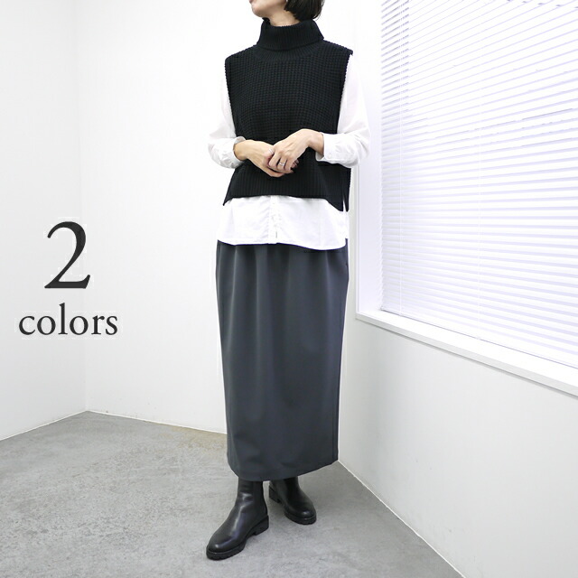 【SALE 30％OFF】mizuiro ind ミズイロインド ワッフル ハイネック ベスト [4-220093] レディース ニット ウール タートルネック ベーシック カジュアル 暖か 保温｜clothes tile