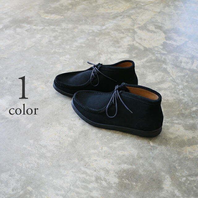 MANEBU マネブ BOO MID SUEDE [MNB-032B-S] / レディース シューズ ブーツ スエード モカシン ワラビー レースアップ ブラック 黒｜clothes tile
