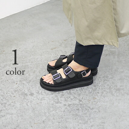 【再入荷】MOHI モヒ MADRAS スリーバックル サンダル [GU1-1902476-MA] / レディース レザーサンダル ストラップ ブラック 黒 シンプル ベーシック