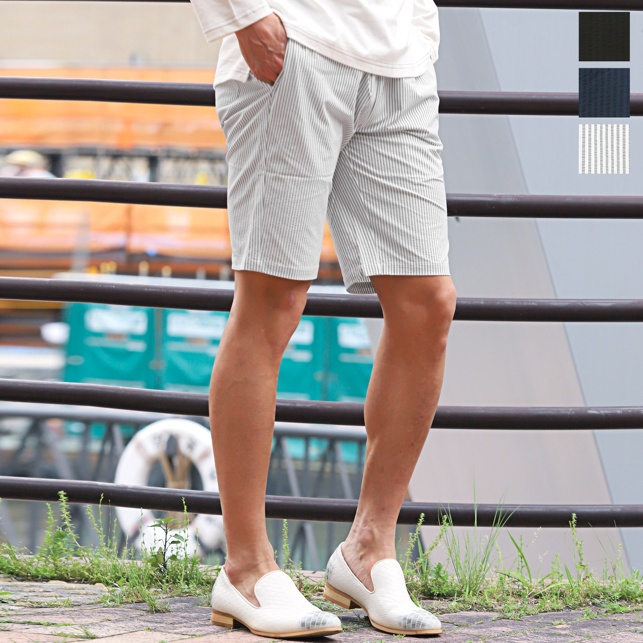 楽天市場】ショートパンツ メンズ イージーパンツ シアサッカー 薄手