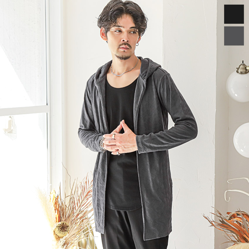 バーニングショー　ドレープレイヤードロングカーディガン　ブラック バーニングショー Bernings Sho Bernings Sho フェイク