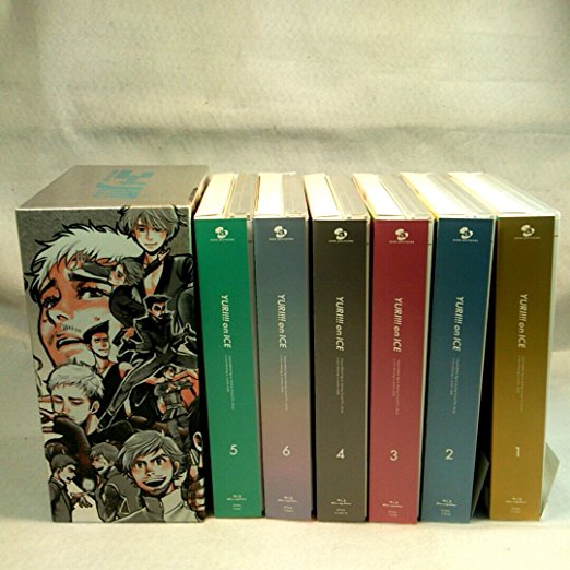 ユーリ!!!on ICE Blu-ray初回限定版1-6、全巻収納ボックス、漫画、缶バッジ付き画像