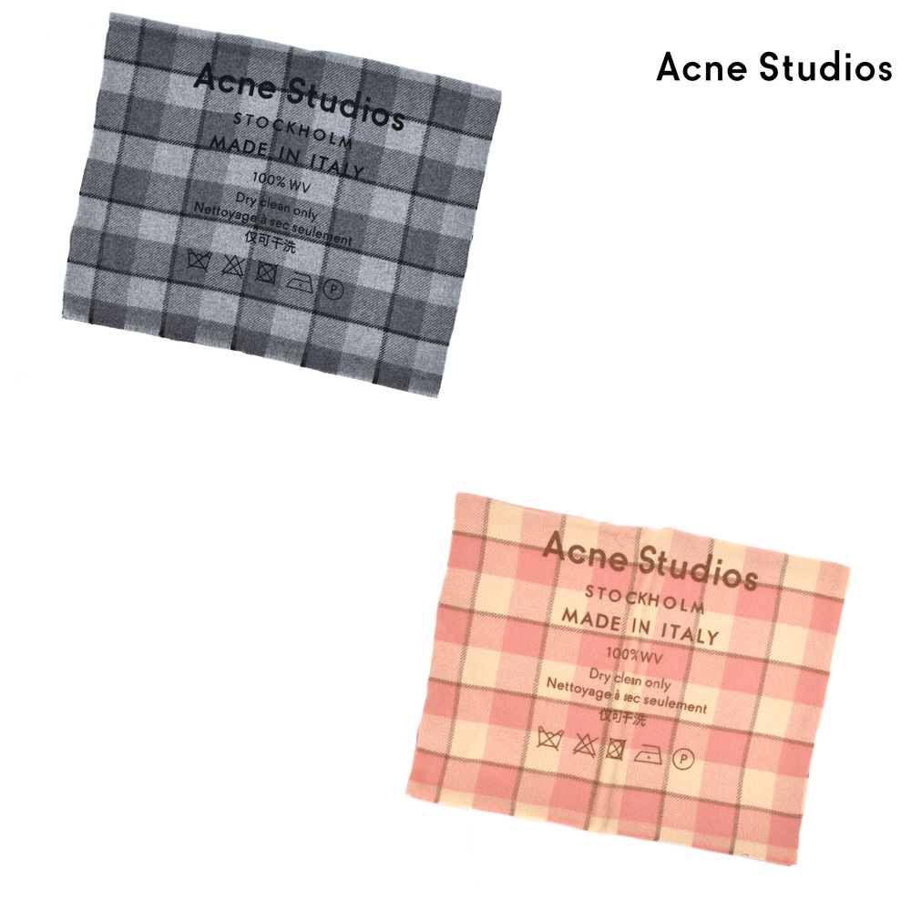 アクネストゥディオズ Acne Studios Ca0026 Ama000 By6000 Scarf Gray Black Wheat Beige Pink 大判ストール ロゴチェック スカーフ ストール グレー ブラック ベージュ ピンク レディース 数量限定