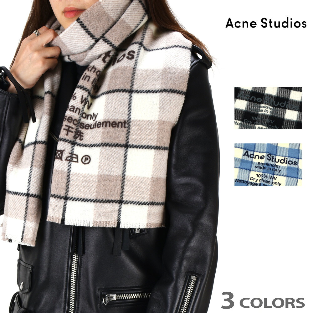 アクネストゥディオズ ストール レディース マフラー スカーフ グレー ブラック ホワイト ブルー ベージュ Acne Studios Check Logo Stole 送料無料 Fitzfishponds Com