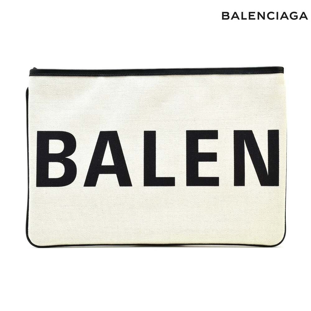 【お買い物マラソンSALE】バレンシアガ クラッチバッグ レディース ポーチ キャンバス レディース ホワイト系 白系 BALENCIAGA 492681 K9H5N/9260【送料無料】