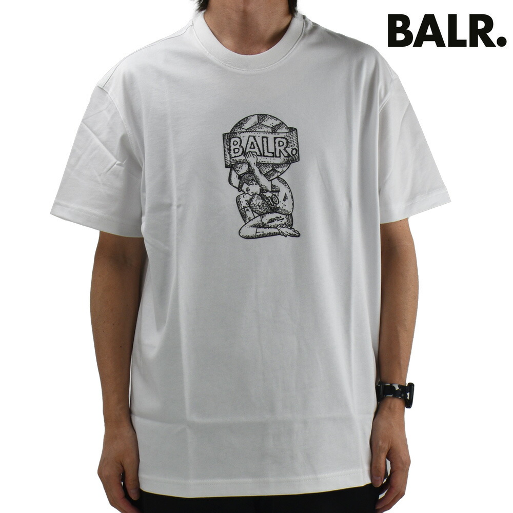 山高帽子 BALR. プルオーバー メンズ カットソー 綿織物 半袖 労働者の一団のど首 刷り上げるプルオーバー 白いこと 白 GOTL TITAN T-SHIRT【貨物輸送無料】