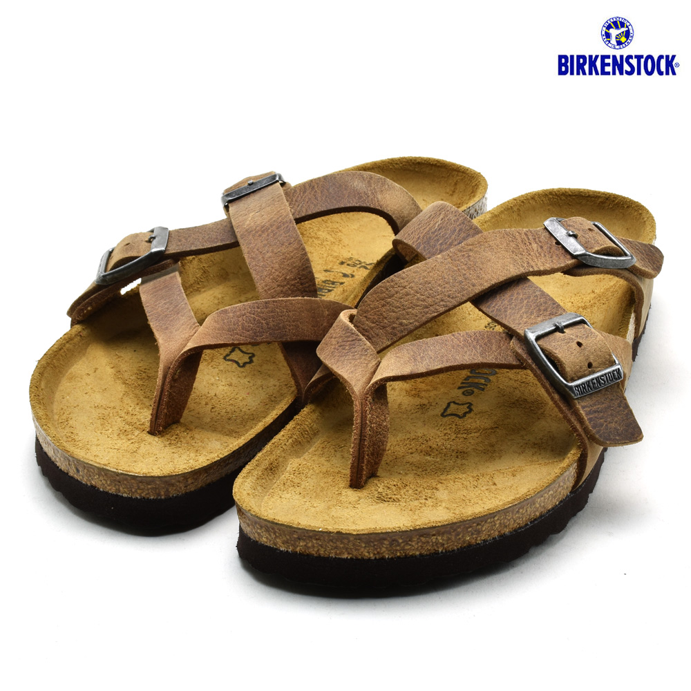 ビルケンシュトック サンダル メンズ テマラ トングサンダル クロスベルト ナローフィット 幅狭 タバコ Birkenstock Temara Tabacco 流行