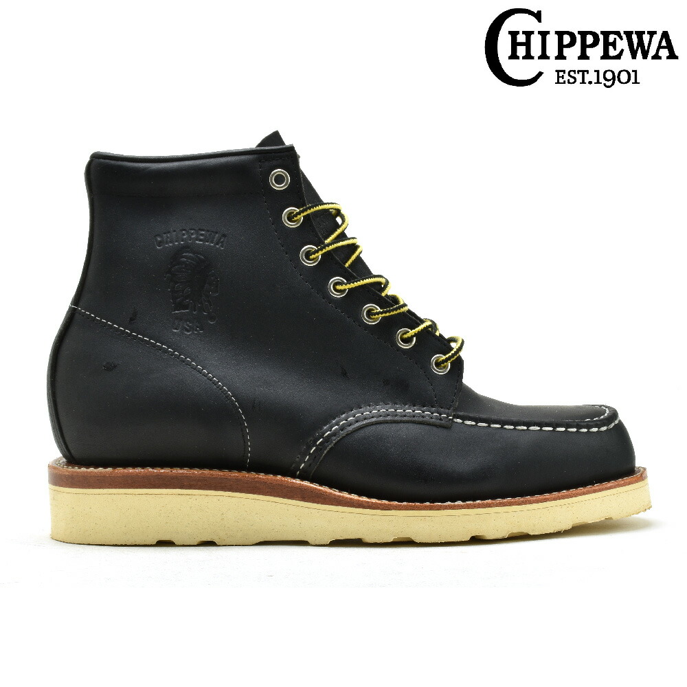 楽天市場 チペワ ブーツ メンズ ワークブーツ ビブラムソール ブラック 黒 Chippewa 6インチ Mocc Retro 送料無料 クラウドモーダ