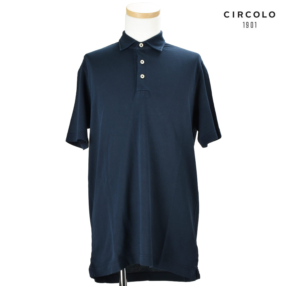 美品 CIRCOLO チルコロ 近年 ジャガードニット ポロシャツ コットン 紺 美品 CIRCOLO チルコロ 近年 ジャガードニット ポロシャツ