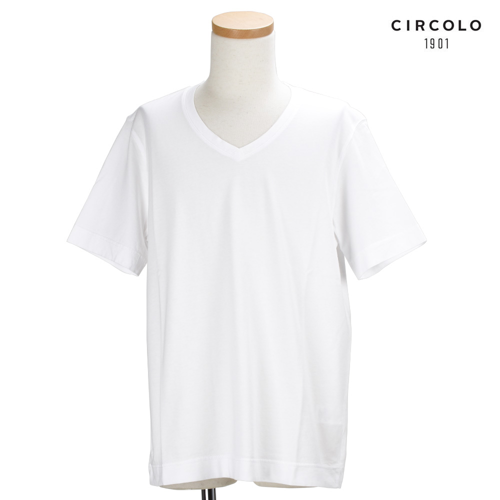 日本最大級 ゴールデンウイークsale チルコロ Circolo1901 Cn1818 Ottit Bianco Ottitco Vネック Tシャツ カットソー ホワイト 白 White メンズ Math 激安の Tiebreak Fr