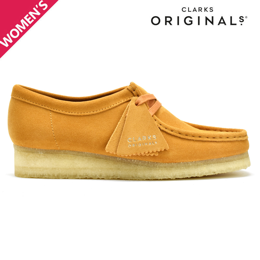 超人気 専門店 クラークス オリジナルス ワラビーブーツ レディース モカシン シューズ ターメリック スエード CLARKS ORIGINALS  WALLABEE fucoa.cl