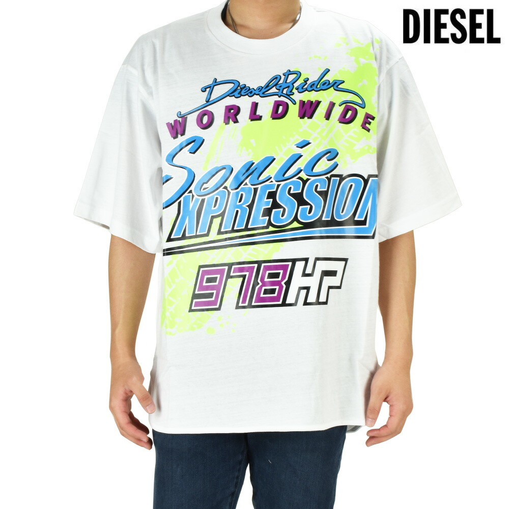ディーゼル ティーシャツ メンズ カットソー ビッグ影ぼうしティーシャツ 半袖 クルーネックホワイト 白 DIESEL T-DELPHONE【貨物輸送無料】 Tシャツ・カットソー-メンズファッション-トップス
