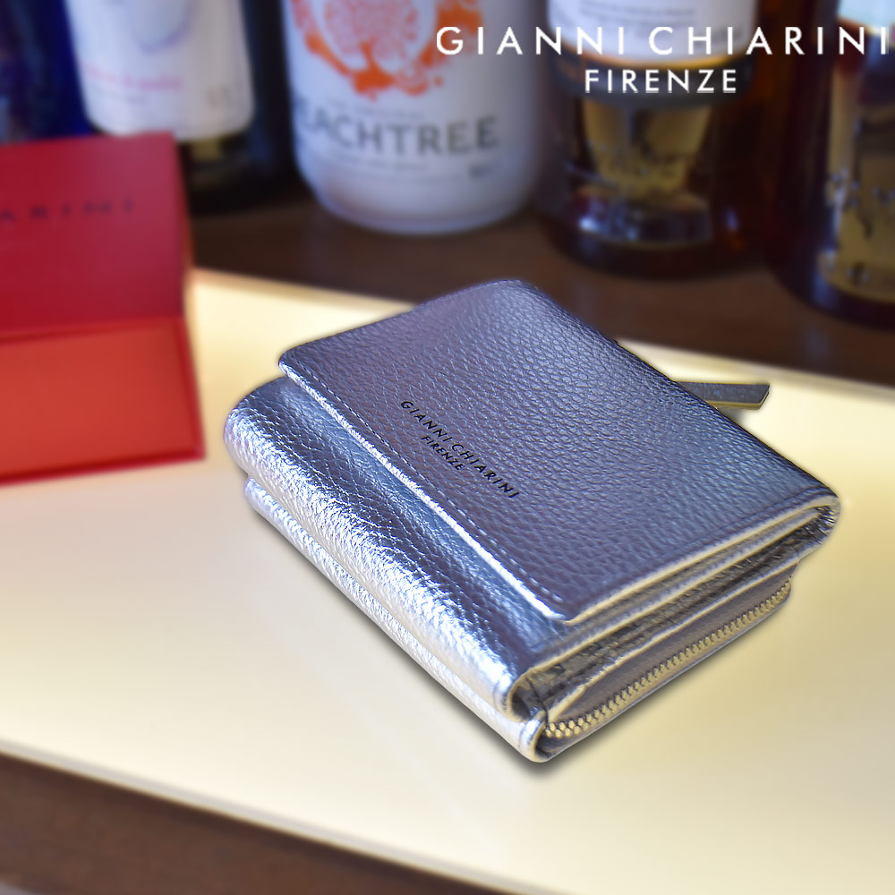 ジャンニキアリーニ GIANNI CHIARINI 三つ折り財布 レディース コンパクトウォレット グレインウォレット 財布 小銭入れ付き シルバーメタリック DOLLARO LAMINATO PF5080【送料無料】|クラウドモーダ