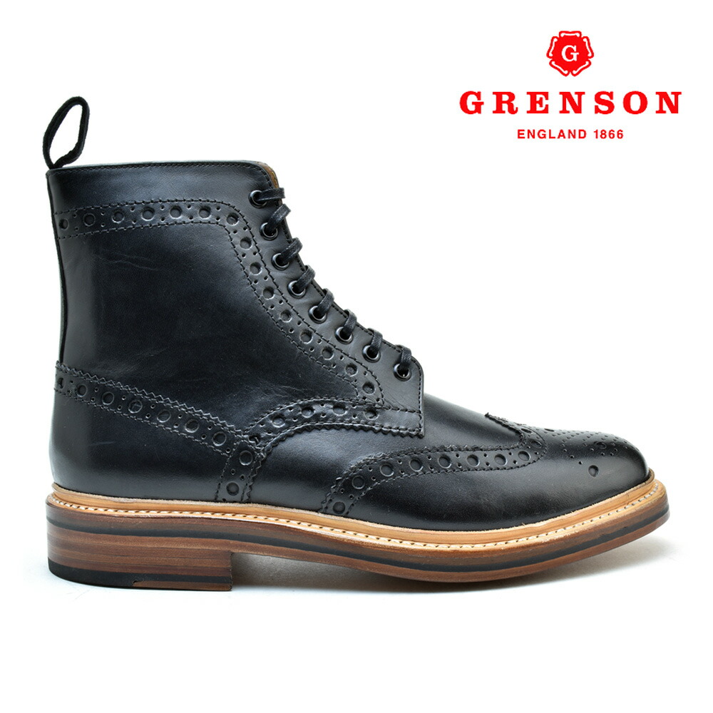 グレンソン フレッド 黒いこと 子ウシ GRENSON FRED 110009 BLACK CALF 黒 連合王国製 革靴 メンズ 【貨物輸送無料】