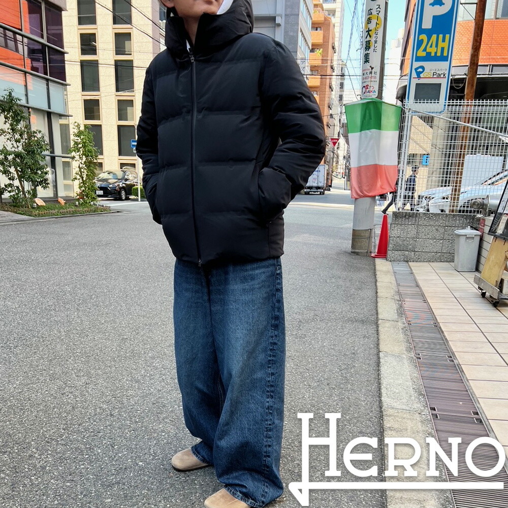 【楽天市場】ヘルノ HERNO ダウンジャケット メンズ ブルゾン フード付き ナイロンジャケット ブラック 黒 PI001247U ...