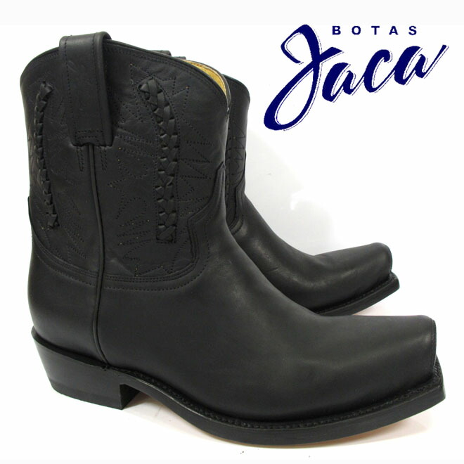 ハカ Botas Jaca 3104 black waxybiker tube7short western boots cow boy ウエスタン アンクル ブーツカウボーイブーツ ブラック ワックス本革 黒 WESTERN BOOT 【送料無料】｜クラウドモーダ 28,405円
