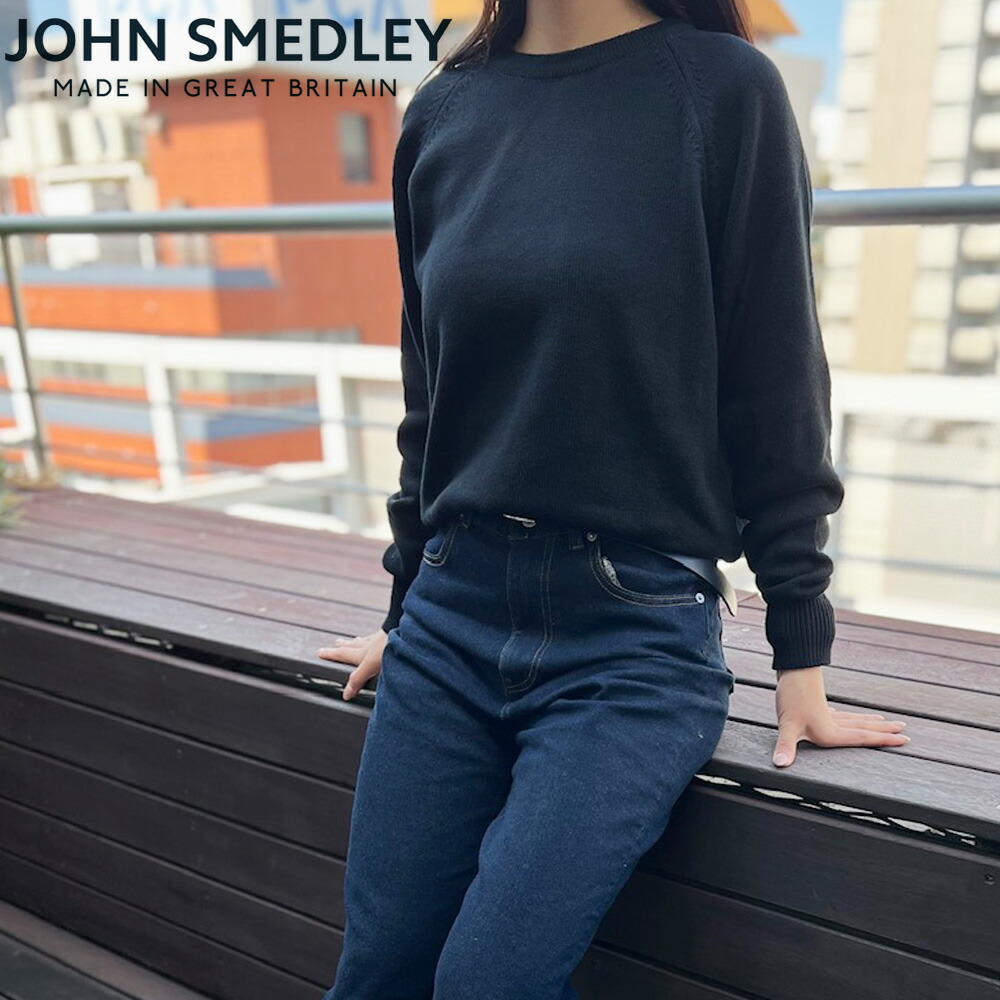 ジョンスメドレー JOHN SMEDLEY STODDART ニット セーター クルーネック ロングスリーブ レディース ブラック 黒 BLACK IS BLACK