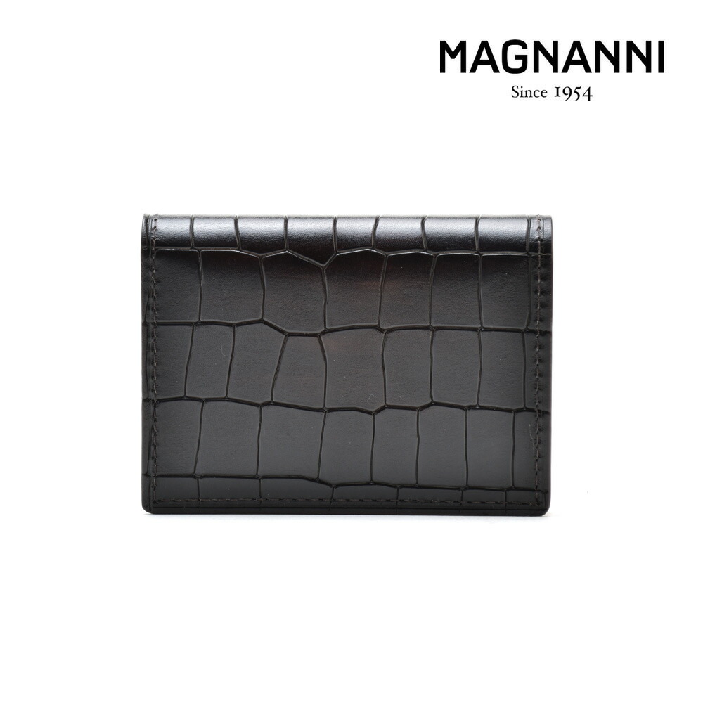 マグナーニ カードケース パスケース 定期入れ 名刺入れ クロコ型押し マロン メンズ MAGNANNI 1280 MARRON CARDCASE  最大91%OFFクーポン