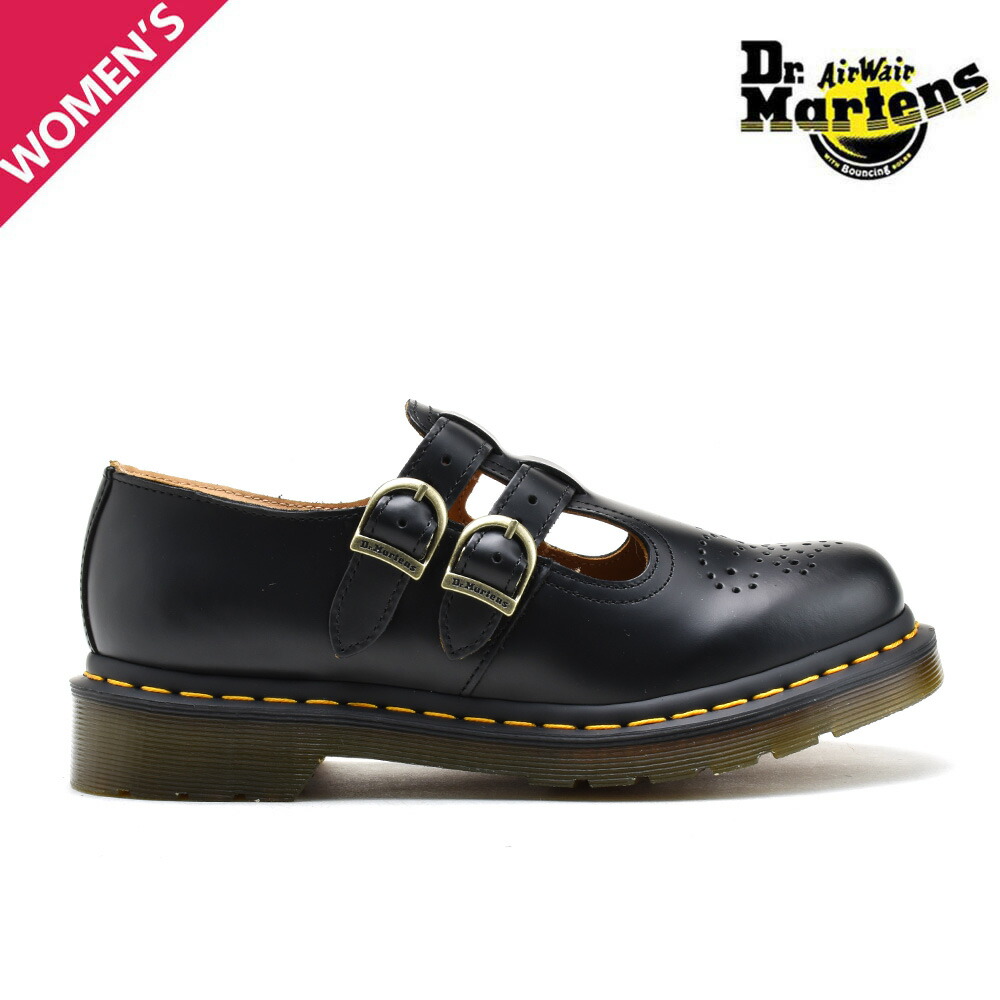 Dr. Martens 黒 Tストラップ ローファー Dr.Martens】コーラン ウェンズデー ストラップ付 ローファー