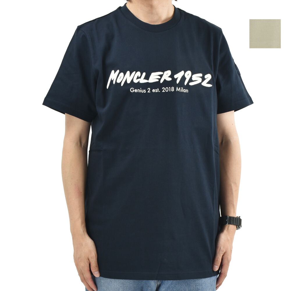 モンクレール ジーニアス MONCLER GENIUS Tシャツ メンズ カットソー 半袖 クルーネック ロゴT ネイビー アイボリー 8C00007 8390T【送料無料】