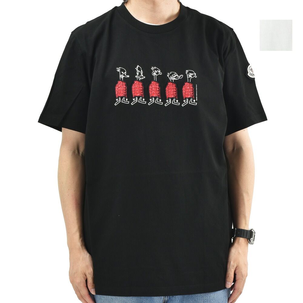 モンクレール MONCLER Tシャツ メンズ カットソー 半袖 クルーネック ダックモチーフ ブラック ホワイト 8C00029 829H8 【送料無料】