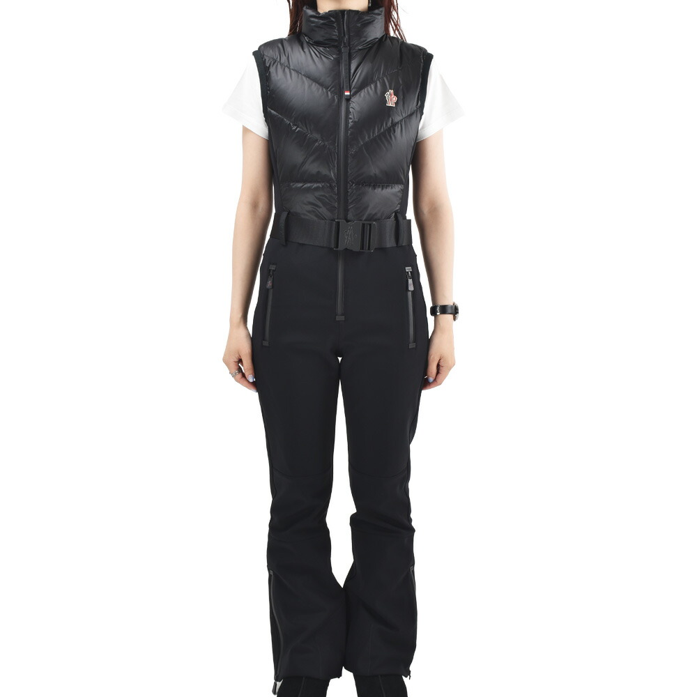 モンク線路 グルノーブル MONCLER GRENOBLE スキーの板お召しもの レディース オールインワン スノーウェア スキーの板お召しもの 黒いこと 黒 COMBINAISON DE SKI 【貨物輸送無料】