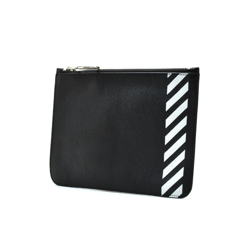 Off White Omnf010s19c44032 1001 Bag Diag Flat Pouch Black Clutch Porch Leather Men Off White Omnf010s19c44032 1001 Bag Diag Flat Pouch Black Clutch Porch Leather Men