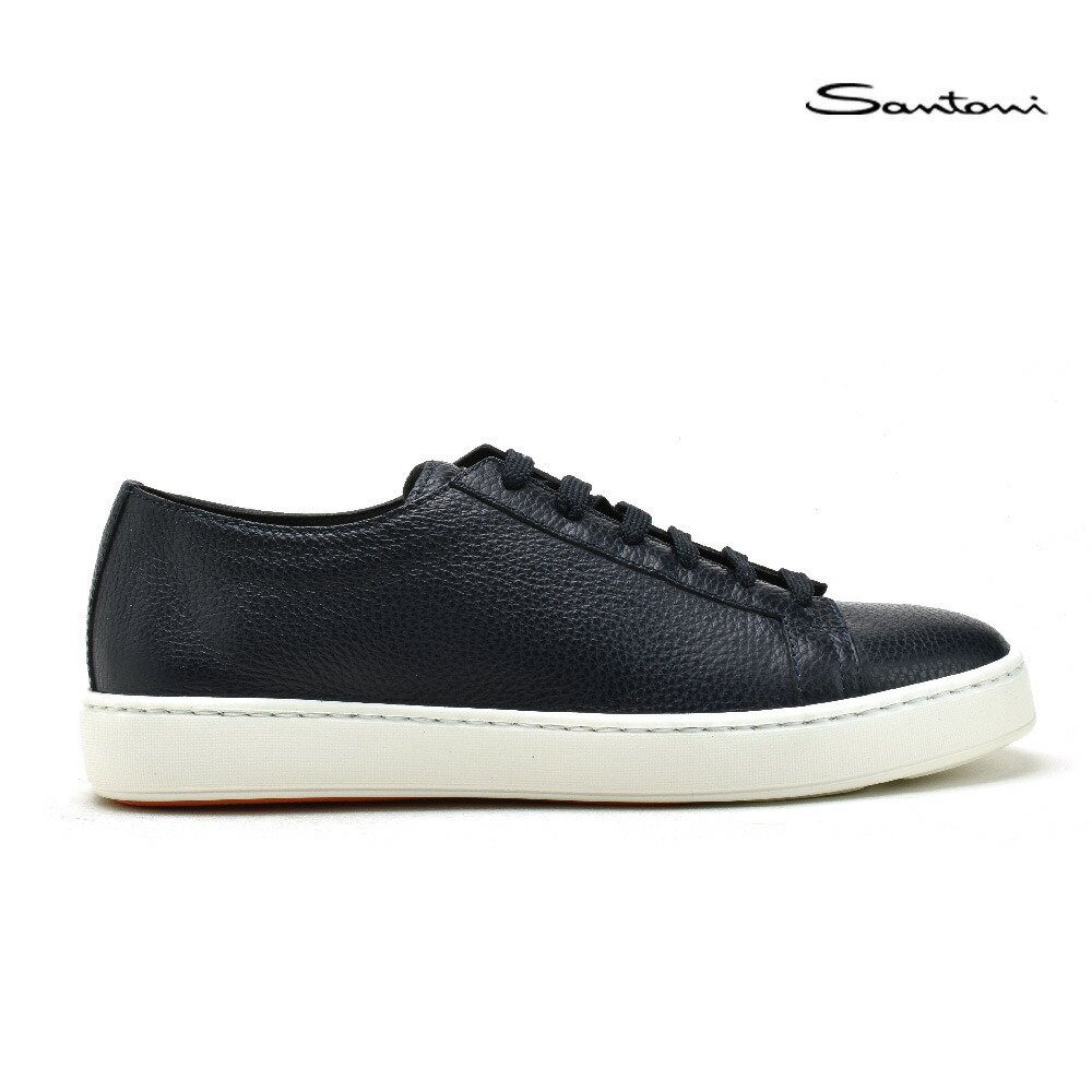 サントーニ スニーカー メンズ ローカット レザー ダークブルー 青 Santoni Mbcn842barraydu60 メーカー在庫限り品