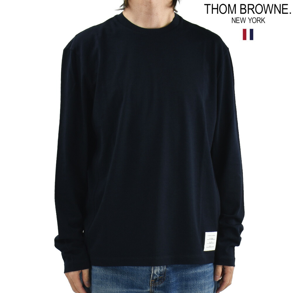 送料関税込み☆THOM BROWNE ロゴ 長袖Tシャツ ロンT トムブラウン THOM BROWNE ロンT メンズ ロングTシャツ 長袖 裾