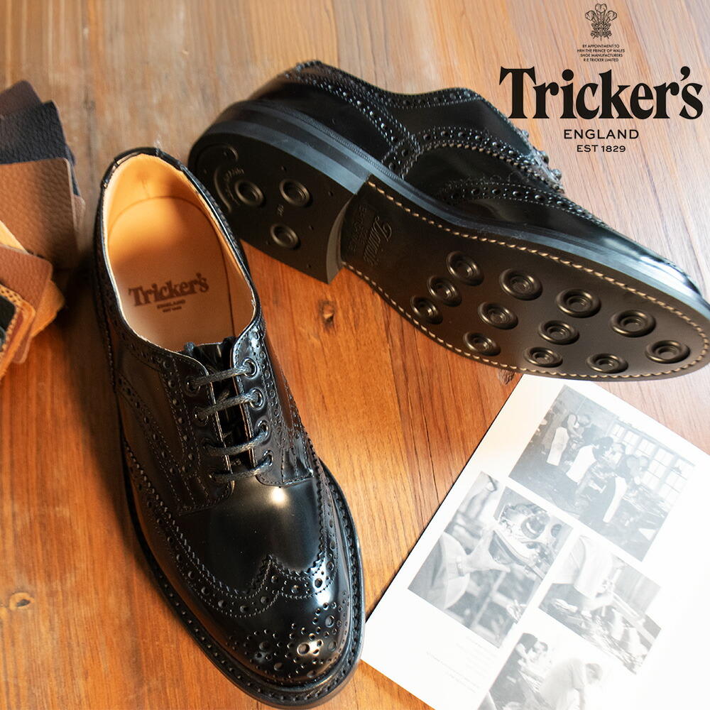 トリッカーズ TRICKER'S カントリーブーツ M5633 バートン メンズ ダイナイトソール ウィングチップ ブラック BLACK BOOKBINDER DERBY BROGUES【送料無料】