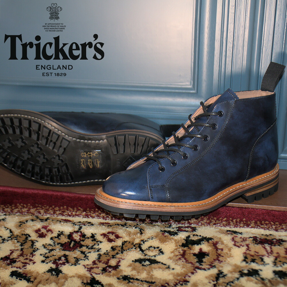 トリッカーズ TRICKER\u0027S エテ公ブーツ M6077 イーサン メンズ コマンドソール ７広座敷ブーツ 米国海軍 NAVY BLUE MUSEUM LACEUP BOOTS【貨物輸送無料】