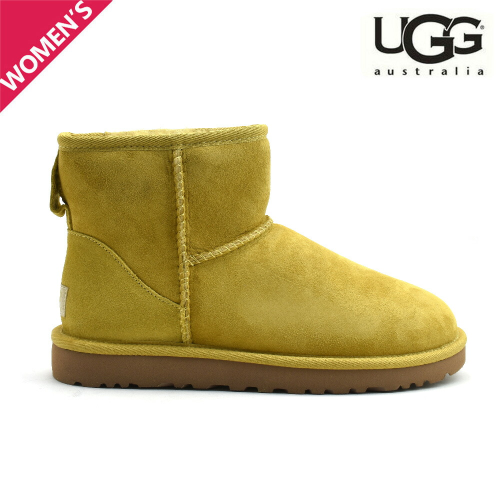 激安単価で アグ クラシックミニ ブーツ レディース ムートンブーツ シープスキン ファー スパニッシュモス イエロー系 UGG CLASSIC  MINI fucoa.cl