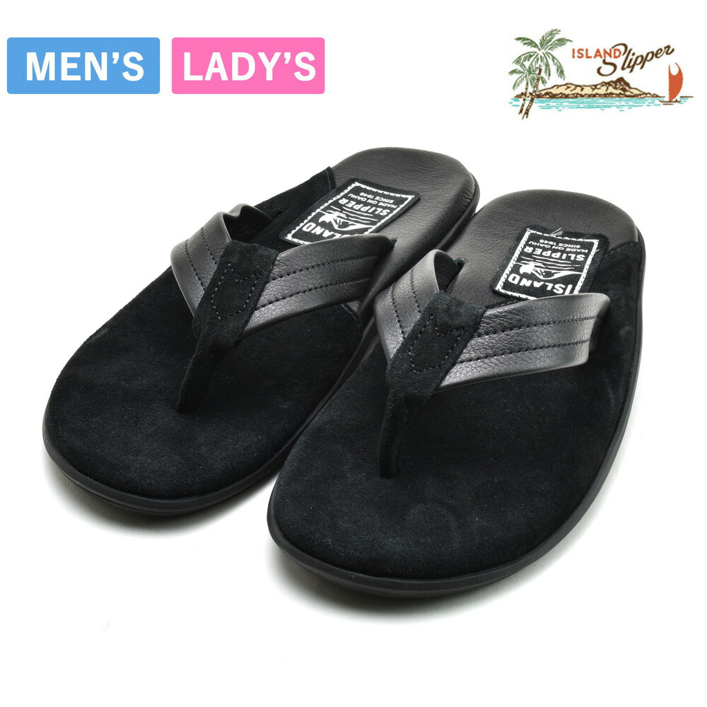 アイランドスリッパ トングサンダル メンズ レディース なめし革サンダル スエードクロス 黒いこと 黒 ISLANDSLIPPER TWO TONE SUEDE THONG【貨物輸送無料】 ビーチサンダル-靴-サンダル