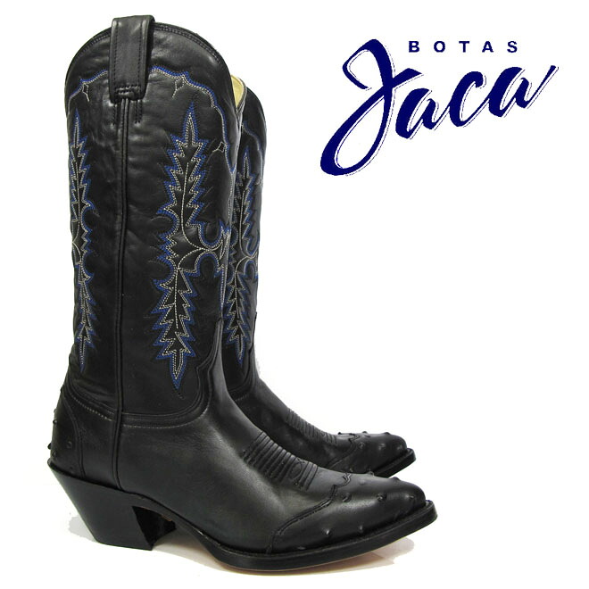 ハカ Botas Jaca 1278 black glaceLADY B.HALF VAMP 13 TUBE Kwestern boots cow boy ウエスタン ブーツカウボーイブーツ ブラック グレース ブルーステッチ 【送料無料】｜クラウド・シューカンパニー