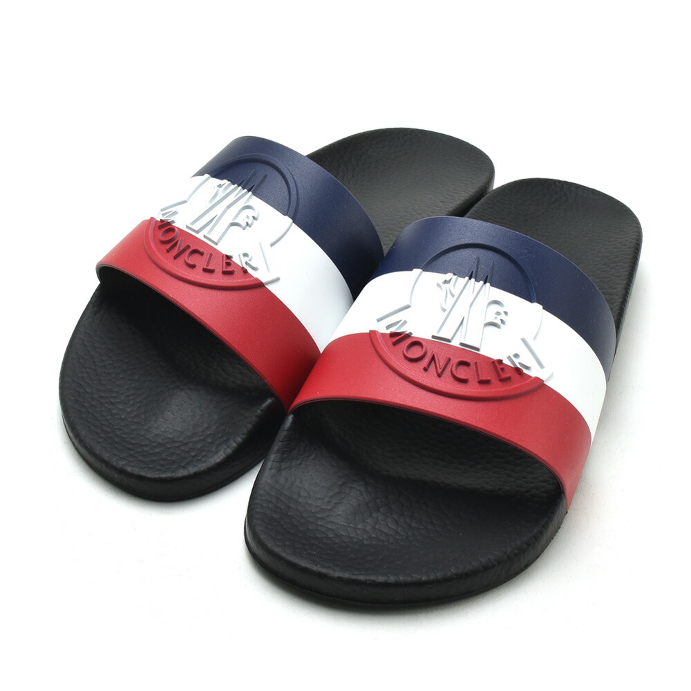 未使用 MONCLER モンクレール サンダル ロゴ トリコロール ホワイト