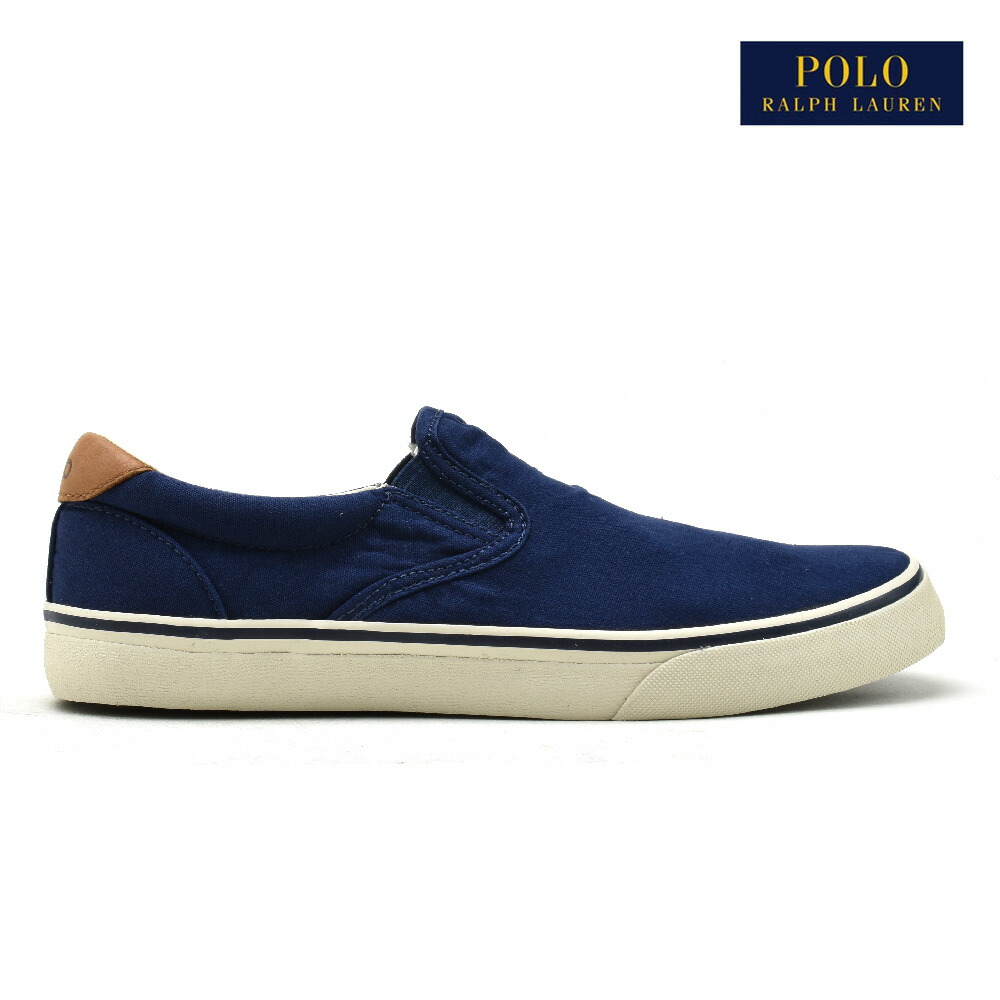 楽天市場 4 10 0 00 23 59 エントリー 楽天カード利用でポイント5倍 ポロ ラルフローレン スニーカー メンズ スリッポン キャンバス ネイビー 紺 Polo Ralph Lauren 送料無料 クラウド シューカンパニー
