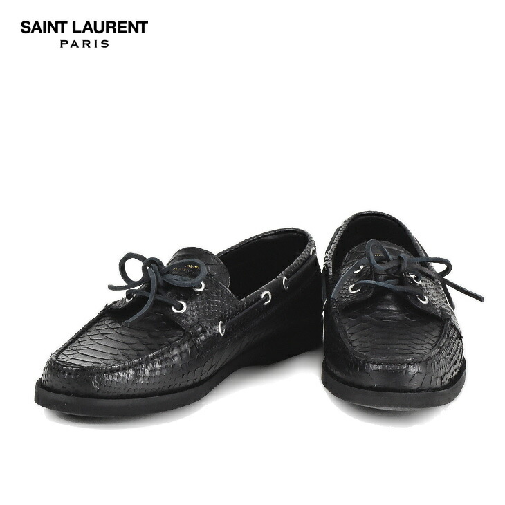 楽天市場 3 1 0 00 23 59 ワンダフルデー エントリーでポイント最大13倍 サンローラン Saint Laurent ローヒール Fake Python メンズ 靴 シューズ ローファー デッキシューズ 送料無料 クラウド シューカンパニー