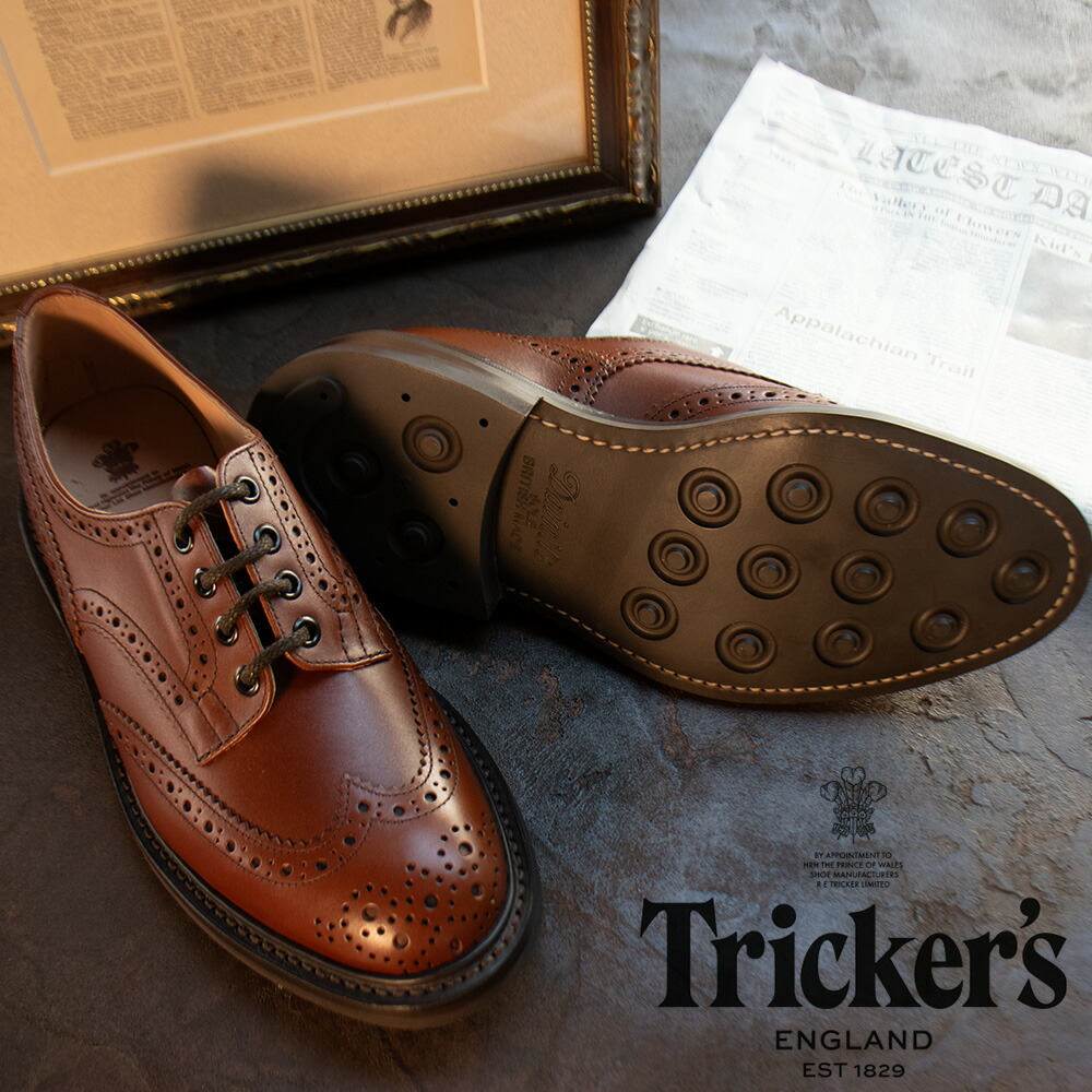 トリッカーズ バートン カントリーブーツ TRICKER\u0027S M5633 BOURTON BROGUE SHOES BEECHNUT ダイナイトソール ブローグシューズ 砂浜中毒者 アンティーク【貨物輸送無料】